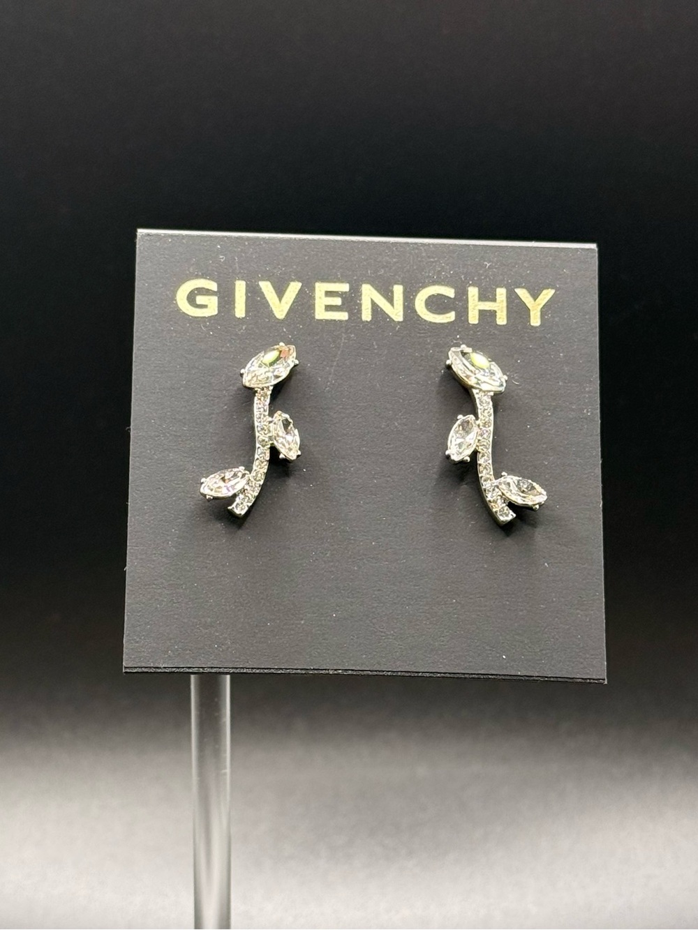 Givenchy Silver Tone Crystal Viney Crawler Earrings - Picture 3 of 6